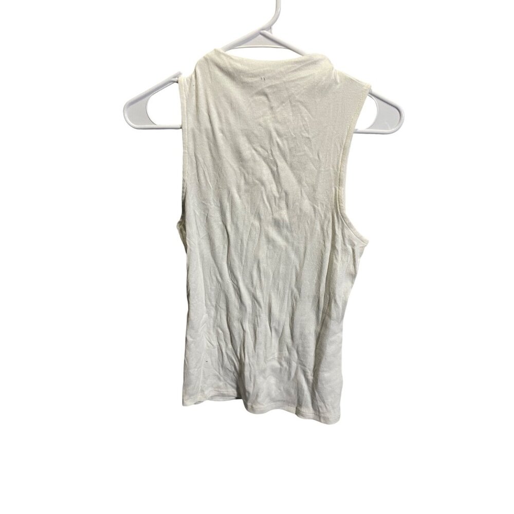 A New Day Womens Sleeveless White Ribbed Tank‎ Top Size S